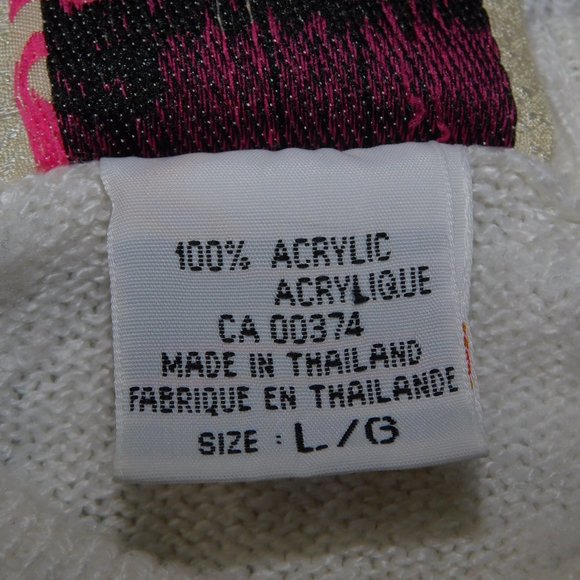 Vintage 90s Perspective Womens L Black White Embroidered Floral Sweater - Picture 6 of 13